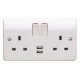 K2743 MK 13A 2 Gang Twin USB Double Pole Switched Socket Outlet